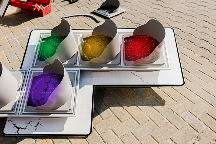 Ampel liegt auf dem Boden