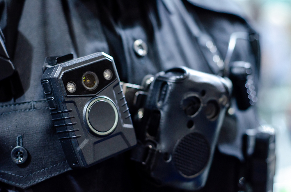 Nahaufnahme einer Polizei-Körperkamera aka Body cam
