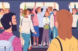 Vektor-llustration: Überfüllter U-Bahn-Zug